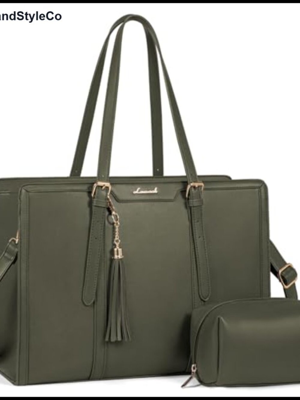 LOVEVOOK Laptop Bag for Women 15.6 Inch Lightweight PU Leather Tote with Clutch